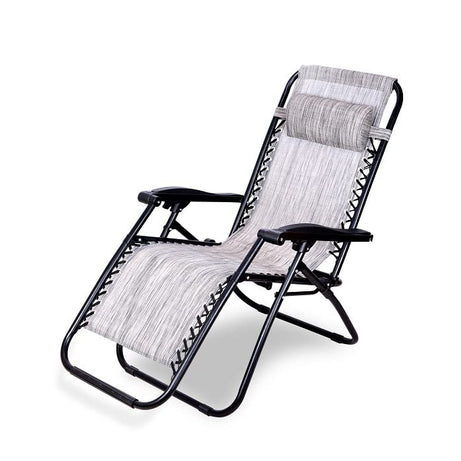 ginoya brothers Garden Chair Sun Lounger Reclining Chair with Headrest Zero Gravity Recliner Chairs Foldable Leisure Chair for Outdoor Camping Beach Patio (Grey DANIM)