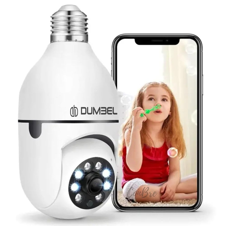 Dumbel BULBCAM 1080p HD Bulb Light Wireless WiFi Indoor IP Camera, Fish Eye 360 Degree Panoramic Mini Lamp IR CCTV Home Security Camera