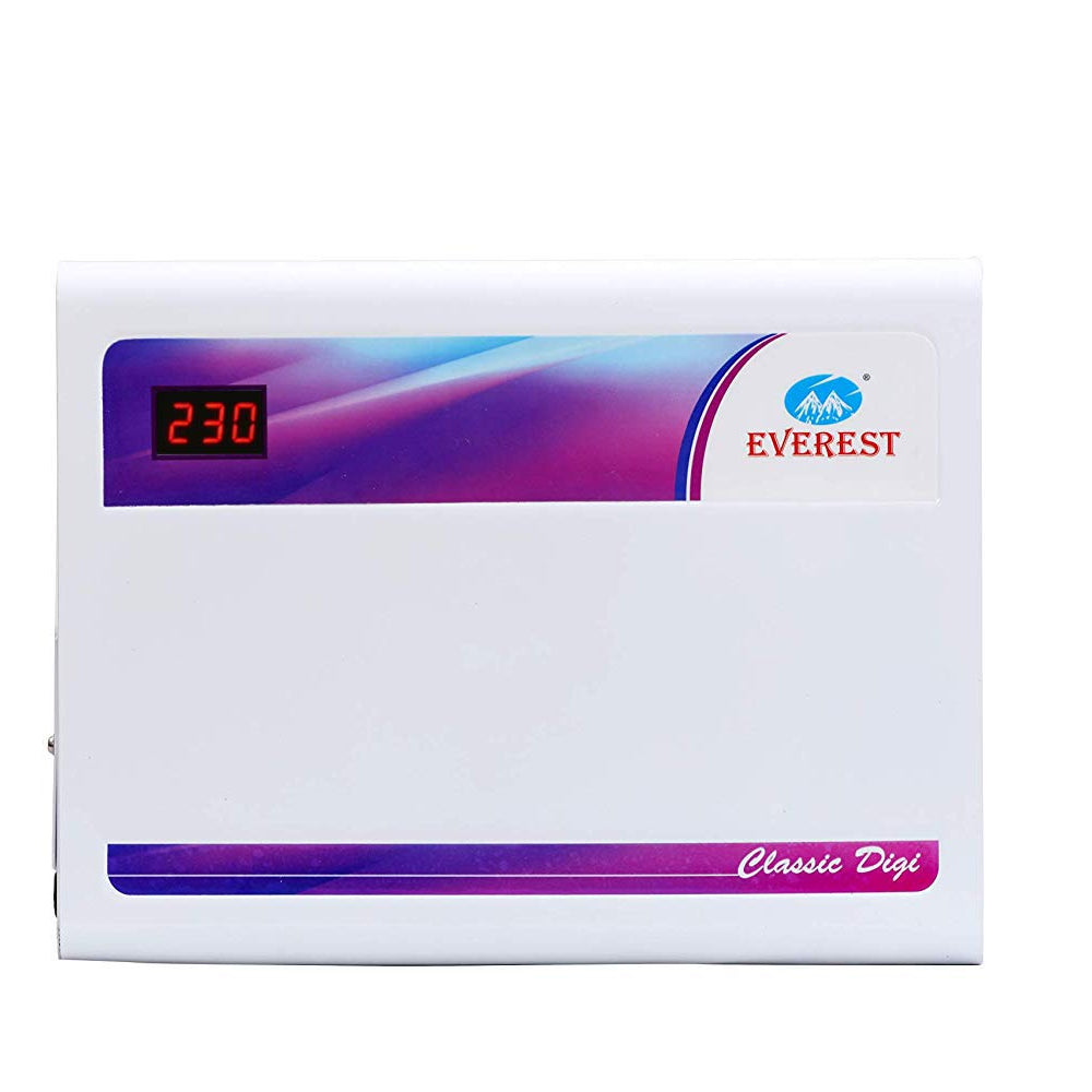 Everest EWD 400-D Double Booster Classic Digi Voltage Stabilizer for AC Upto 1.5 Ton Working Range (130 V to 270 V) (White) with 5-Year Warranty