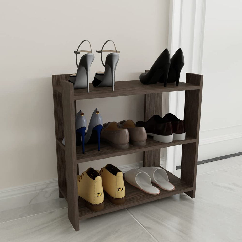 ESTANTERIA GESTELL Engineered Wooden Open Shoe Rack, 3 Tier Shoes Organizer Shelf for Living Room, Bedroom, Home, Office (Wenge)