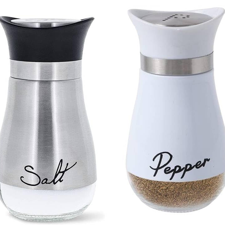 Afrodite Salt & Pepper Shakers Set, Refillable Stainless Steel Salt Pepper Container Spice Shakers Bottle for Home Kitchen, Restaurant, Picnic