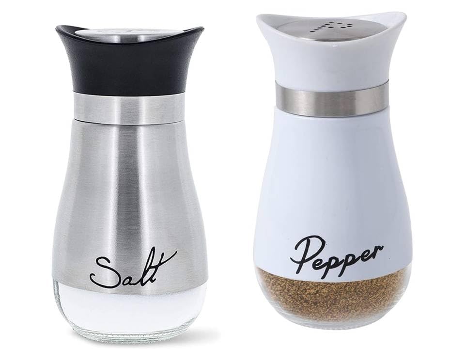 Afrodite Salt & Pepper Shakers Set, Refillable Stainless Steel Salt Pepper Container Spice Shakers Bottle for Home Kitchen, Restaurant, Picnic