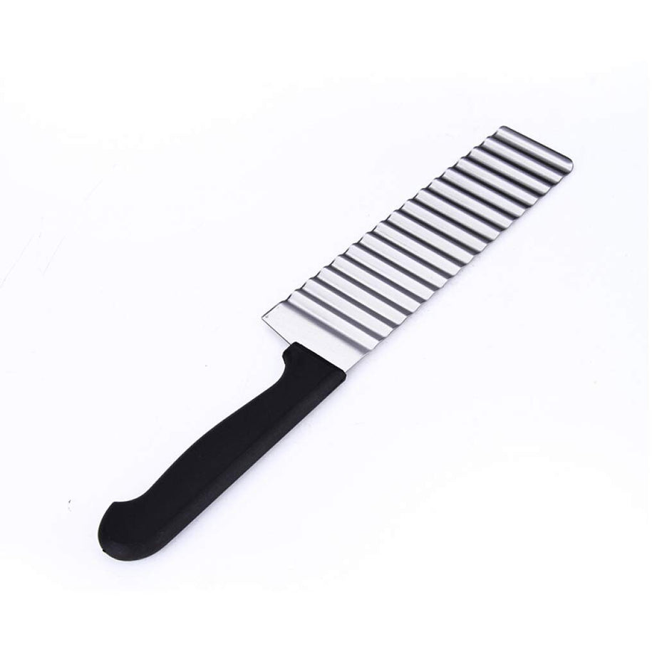 Mockery Potato Ripple Knife Crinkle Cutter Wavy Chopper French Fry Slicer Knife Stainless Steel Food Tomato Onion Lemon Salad Chopping Knife Wavy Slicer Wavy Vegetable Cutter Kitchen Tool