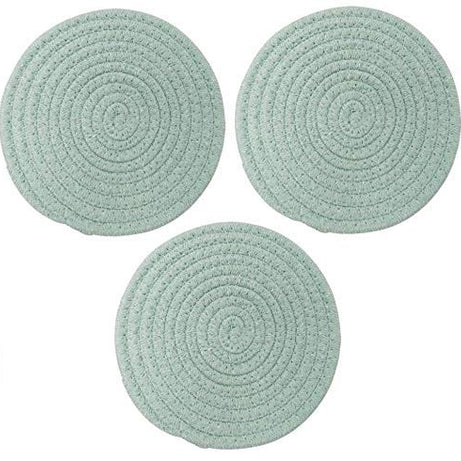 Ash & Roh® - Set Trivets Set 100% Pure Cotton Thread Weave Hot Pot Holders Set Stylish Coasters, Hot Pads, Hot Mats,Spoon Rest for Cooking and Baking by Diameter 8 Inches (3, Pista)