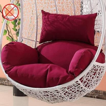 KYNE Cushion for Hanging Basket Swing Chair for Outdoor Egg Swing Chair Garden Swing, Seat Padded Pillow Polyester Designer Cushion (Maroon)