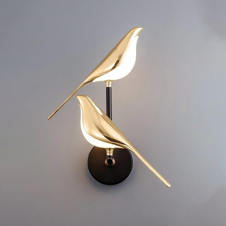 FLOSTON Modern 2 Pair Chirpy Wall Light for Living Room Elegant Bird Wall Light Fixture Fancy Golden Acrylic Lights for Wall Decor and Home Decore