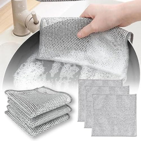 CRIYALE Sponge Scrub pad for Utensils Cleaning Kitchen Stain Removal Scrubber for Dish wash Stainless Steel Wire Scrubbers Heavy Duty Non-Scratch Scouring Pads Dishwashing Rags Dishes, Sinks (2)