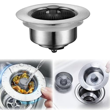 BELLOX Kitchen Sink Stopper Strainer | 3 in 1 Pop Up Stainless Steel Drain Stopper | Anti-Clogging Sink Strainer for Kitchen Sink Food Catcher, Bloom Home Sink Stopper for Kitchen Sink Accessories