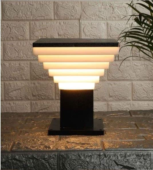 kinis Modern Shape Pole Lamp/Gate Light/Outdoor Lamp/Outdoor Light/Pillar Light for Outdoor Home, Down-stair Design, Black, Pack of 1