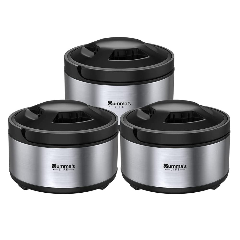 Mumma's LIFE Stainless Steel Thermosteel Casserole Set of 3 for Kitchen| Hot Case Combo for Kitchen,Up to 2 Hour| Hot Box Pack of 3 (1500 ml, 2500 ml, 3500 ml)