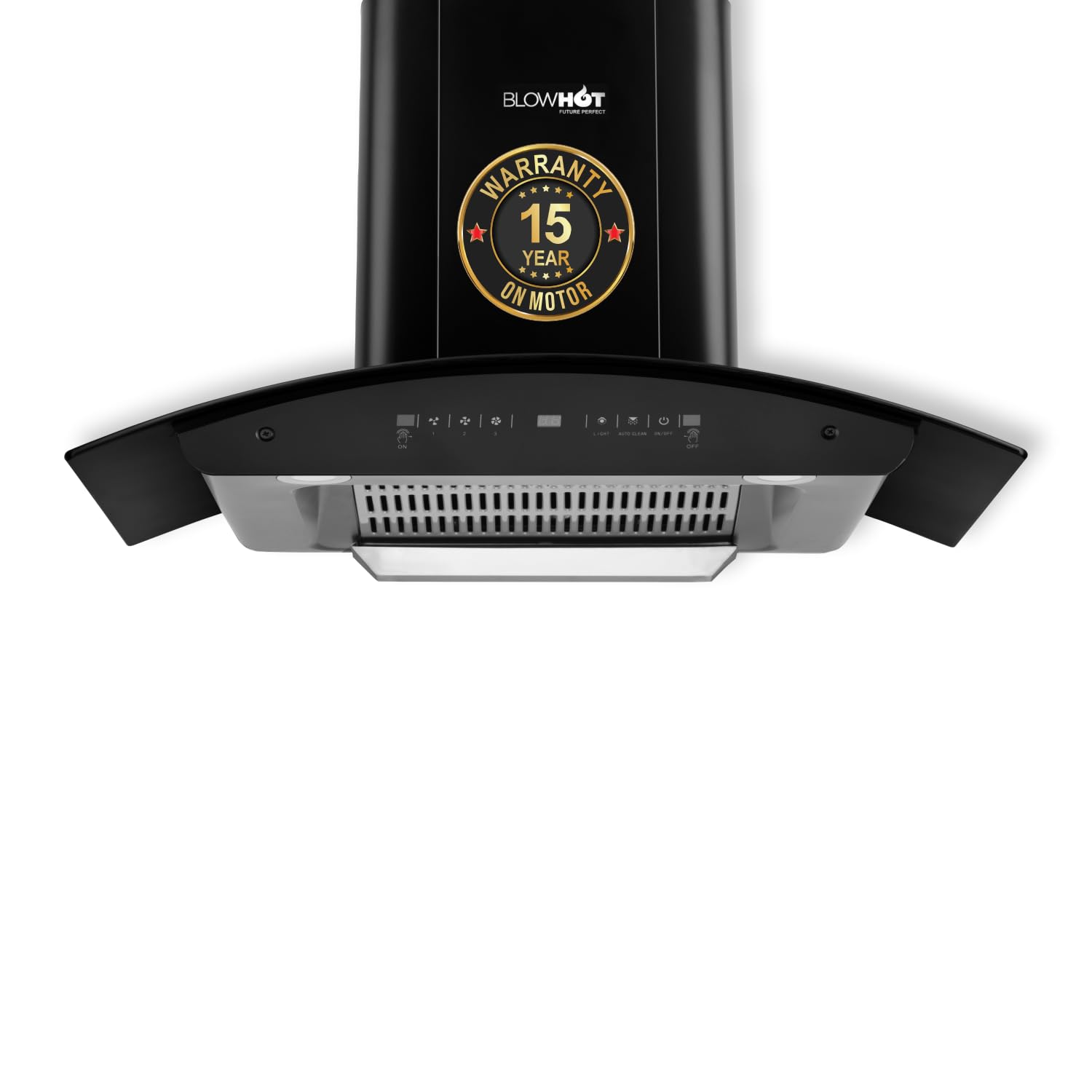 BLOWHOT 90cm 1300 m³/h Filterless Autoclean Chimney for Kitchen with Free Installation Kit, 15 Year Warranty on Motor, Motion Sensor Stylish Curved Hood, Auto Clean & Oil Collector (EVANA L BAC MS)