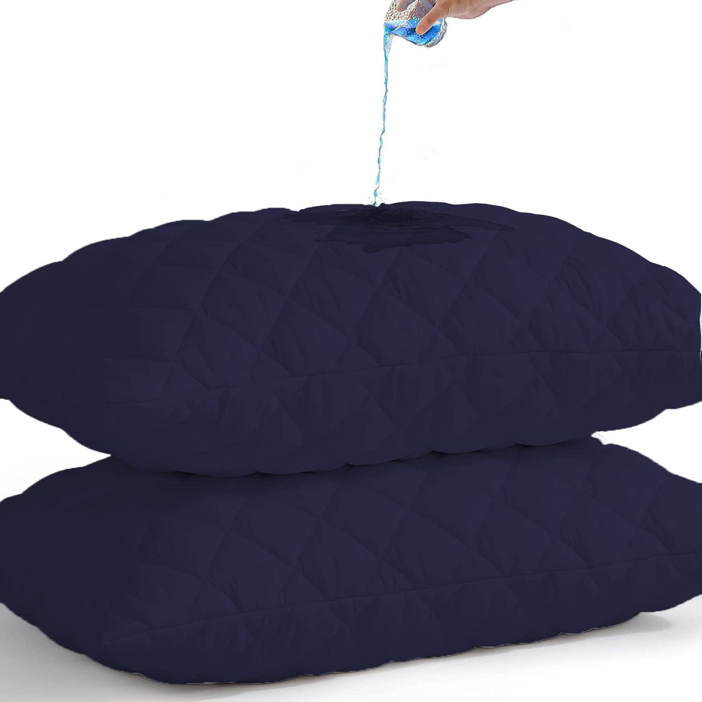 Texlux Waterproof Quilted Pillow Protector/Pillow Cover Without Filler - Standard : 17x27'Inch (Dark Blue)