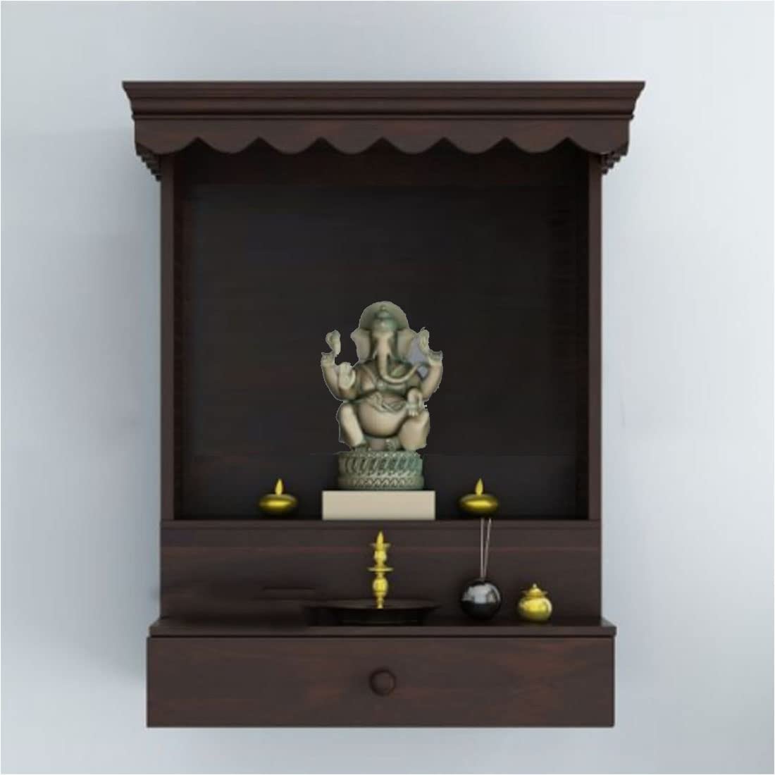 SHREE NATURAL Wooden Temple/Home Temple/Pooja Mandir/Pooja Mandap/Temple Solid Wood temple Wooden Pooja Mandir for Home Furniture (Walnut)