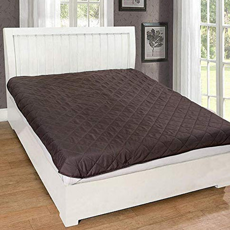 Rajasthan Crafts Cotton Quilted 100% Water Proof and Dust Proof Quilted Mattress Guard Protector - 78 X 36 Inches, Single Bed Size, Brown Colored