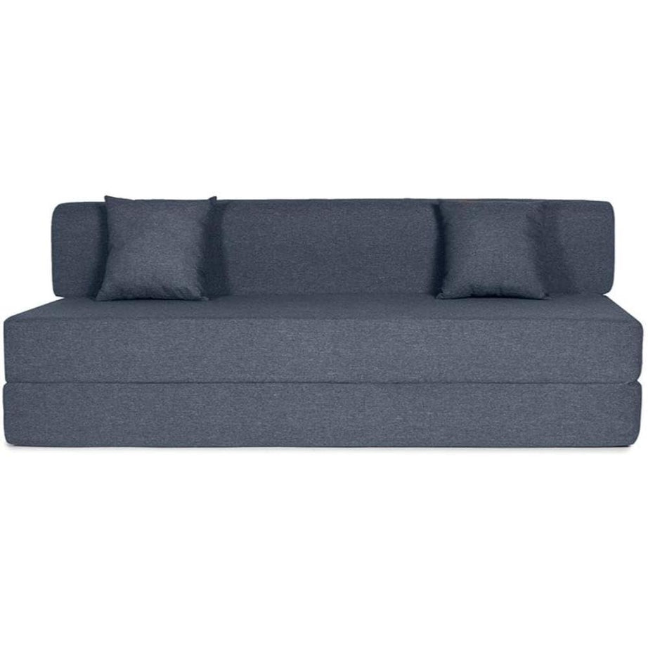 Wakefit Sofa Cum Bed | 1 Year Warranty | Sofa 3 Seater, Sofa Bed 6 X 6 Feet, Folding Sofa Bed, Sofa CumBeds for Living Room, Flipper 3 Seater Sofa with 2 Cushions - (Fabric, Omega Blue)