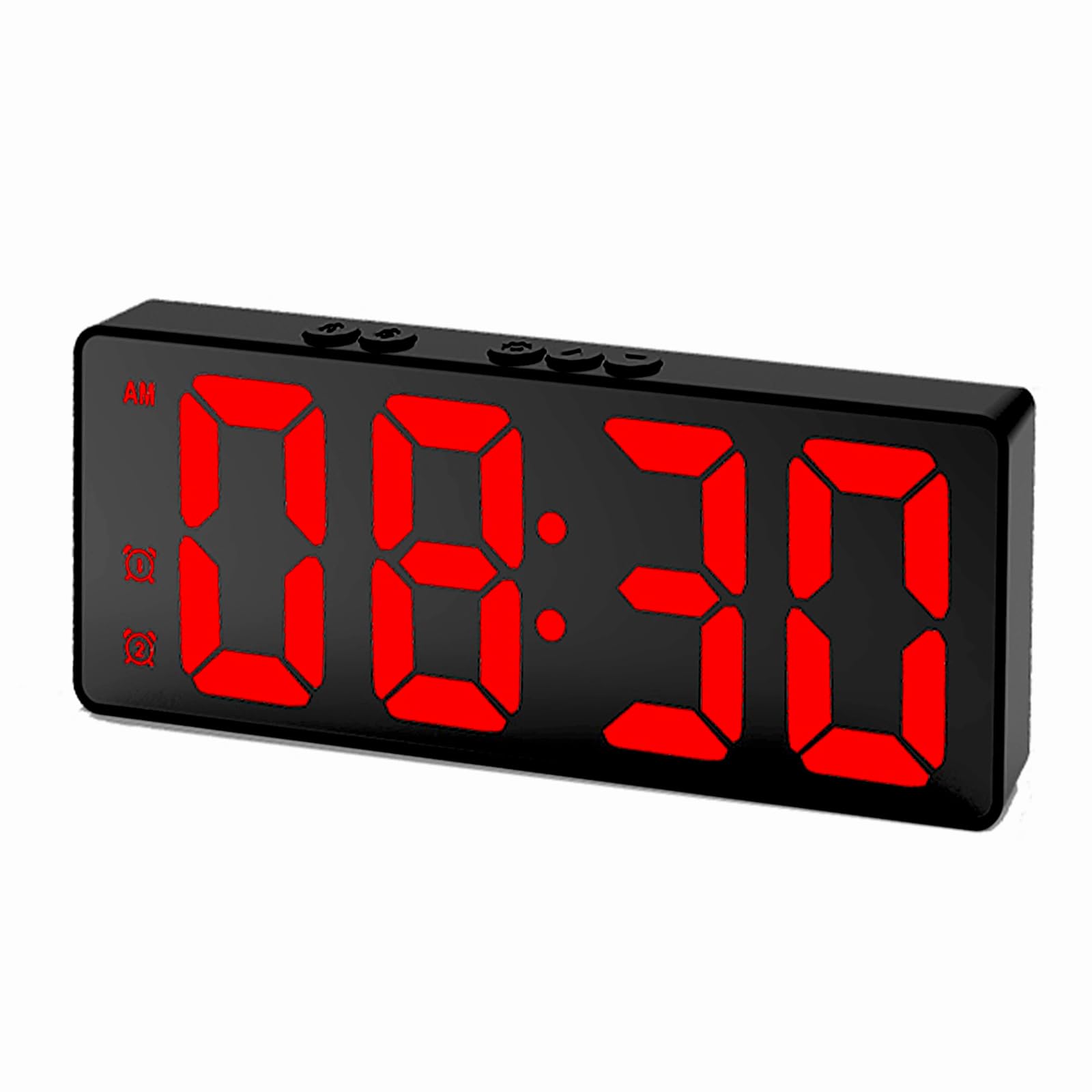 jomparis Digital Alarm Clock,Table Clock with Led Screen for Home Office/Students USB Charging Battery Backup-Black Case Red Digit