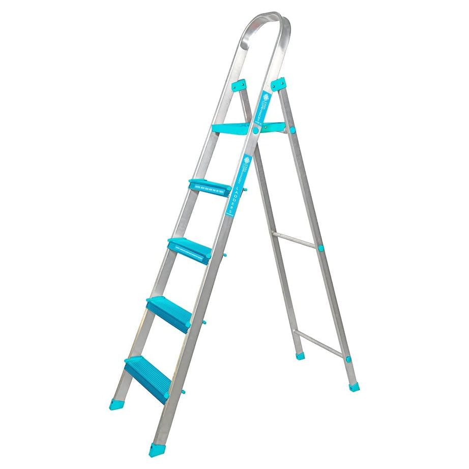 Casa Copenhagen, Designed in Denmark, 5-Step Foldable Aluminium Ladder Laser Cut with Super Advance Sure-Hinge Technology,7 years warranty - Teal