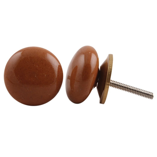 IndianShelf 4 Pieces Brown Flat Solid Ceramic Drawer Knobs for Kitchen Cabinet Hardware Door Decorative Dresser Pulls Premium Elegant