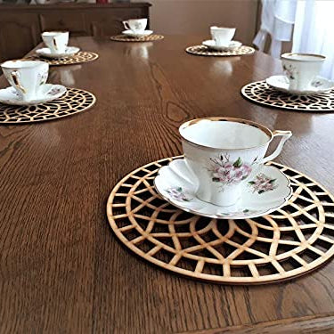 FUN RUN Bamboo Lotus Shape Trivet Mat Set Multi Function Kitchen Bamboo and Wood Non-Slip Insulation Table Mat Hot Pads Tool for Hot Dishes/Pot/Bowl/Teapot/Coaster/Hot Pot Holders. (19*19 6 pcs)