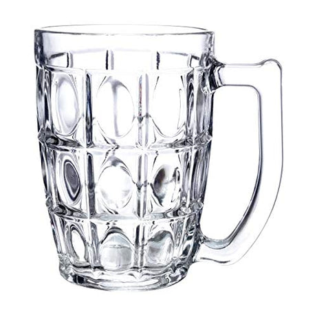 Yera Glass Beer Mug (capacity-375 ml Each), Set of 2, Transparent, Glasses Suitable for Beer, Water, Juice, etc, Perfect for Home, Restaurants and Parties