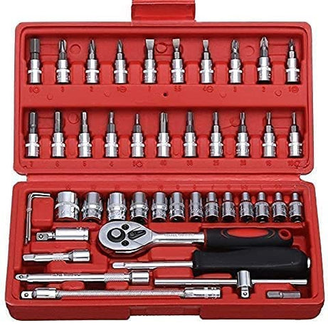 46 in 1 Pcs Tool Kit & Screwdriver and Socket Set Multi Purpose Tool Case| Essential DIY| Repair Tool Set for Home and Office (Color May Vary)