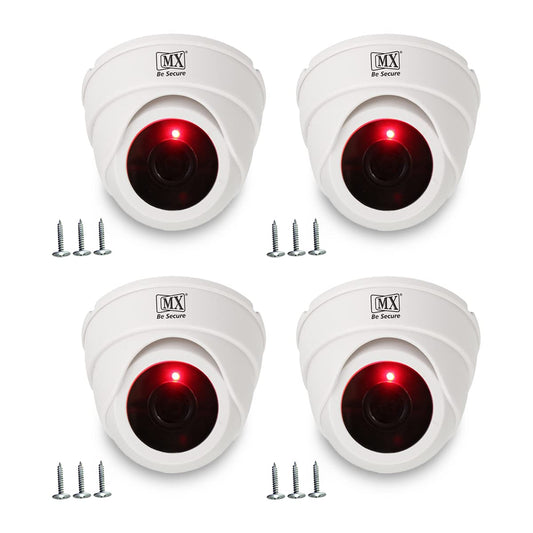 MX Dummy CCTV Camera/Dummy CCTV Dome Camera (Fake Camera No Audio/No Video) with Battery Operated Red Led Light is Ideal for Home, Office DUMMY 4(PACKOF4)