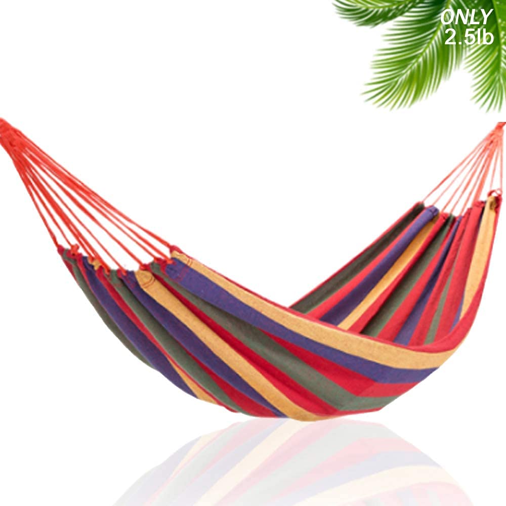 JENY Garden Cotton Hammock Comfortable Fabric Hammock with Tree Straps for Hanging Durable Hammock Up to 450lbs Portable jula Perfect for Camping Outdoor/Indoor Patio Backyard (Red)