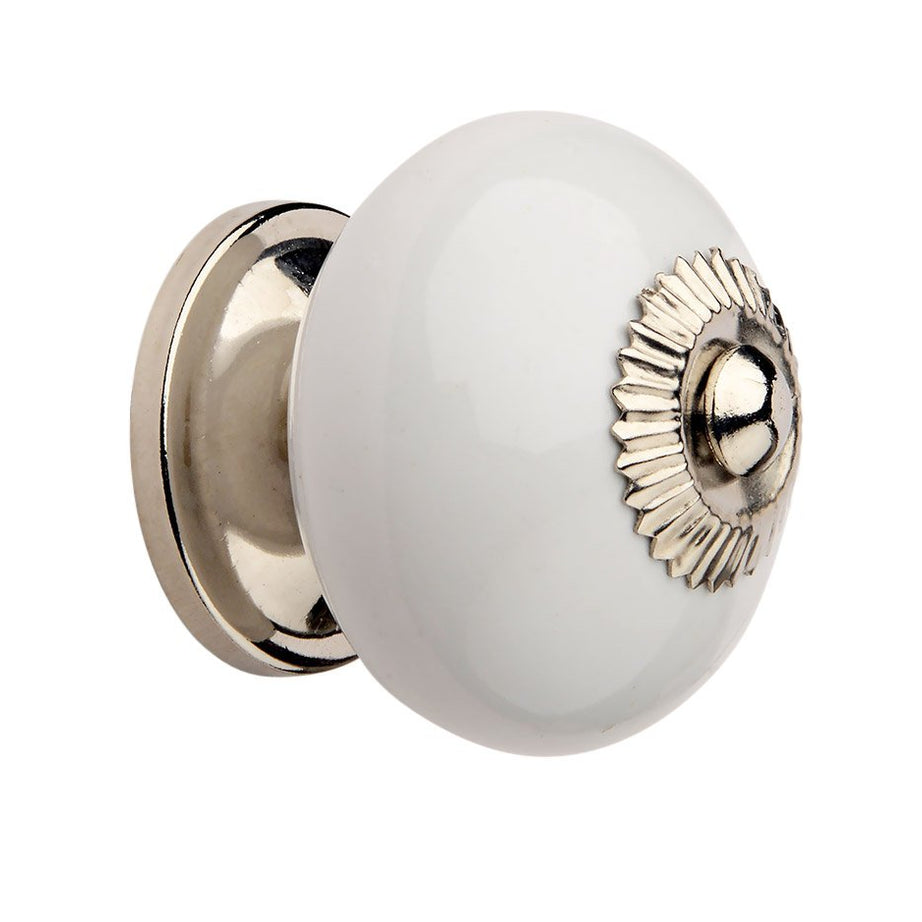 HOBKNOBS Ceramic Nickel Plated Cabinet/Drawers/Doors Knob (White).