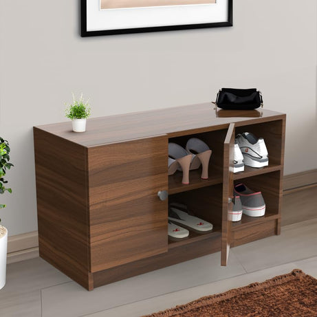 NEEHV HOME Wooden Skye Shoe Rack with Door for Living Room | Bed Room (Classic Walnut, 35.5 X 81 X 46)