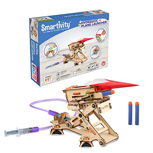 Smartivity 2in1 Hydraulic Aeroplane & Dart Launcher Toy for Kids 6-14 Years Old | Birthday Gifts for Boys & Girls | DIY Science Toy for Kids 6,7,8,9,10,11,12,13,14 YearsI STEM Wooden Construction Game