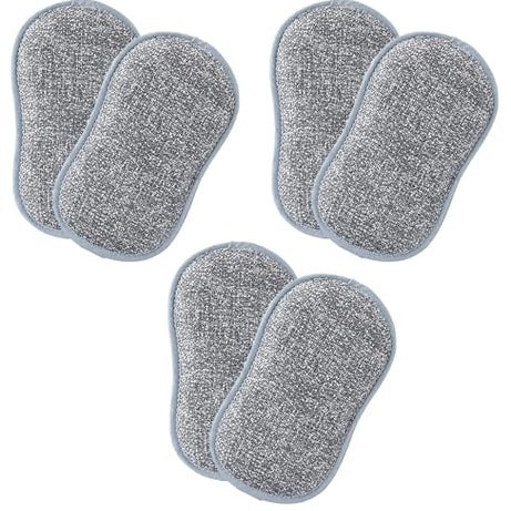 Sugalsu Multi-Purpose Scrub Sponges for Kitchen Non-Scratch Microfiber Sponge Along with Heavy Duty Scouring Power - Effortless Cleaning of Dishes, Pots and Pans All at Once(Pack of 6)