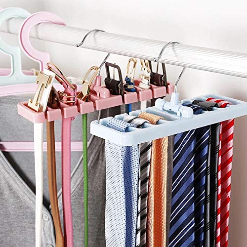 Orcoa Plastic 8 Slot Tie Belt Scarf Rack Holder Organizer For Closet Wardrobe Storage (Random Colours), Multicolored