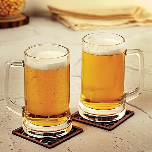 Beer Glass Mug Set of 2, 400 ml | Beer Mugs Straight | Stern Mug Set for Juice, Beer, Beverages