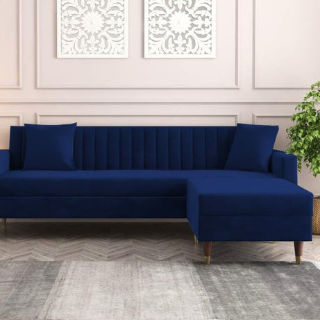 AMATA ELEGANT 4 Seater Sofa Set with Two Cushions Perfect for Home Office Guests Living Room (Royal blue1)