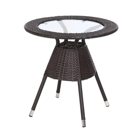 WildMonk Tea Table End Table Coffee Table Garden Furniture for Porch Deck Lawn Backyard Balcony PE Rattan Patio Wicker Side Table(without GLASS) (A9)