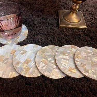 The Raavya Round 4" Mother of Pearl Designer Coasters | Handmade Coasters Set for Drinks | Coaster Set of 6 for Dining Table | Gift Item