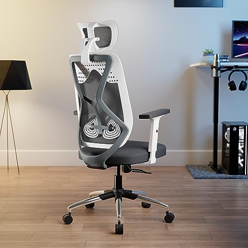 Green Soul® | Zodiac Pro | Office Chair with Seat Slider | Flybird Ergonomic Design | 2D Adjustable Armrests | Synchro Multi-Tilt Lock Mechanism | Adjustable Lumbar Support (White & Grey)