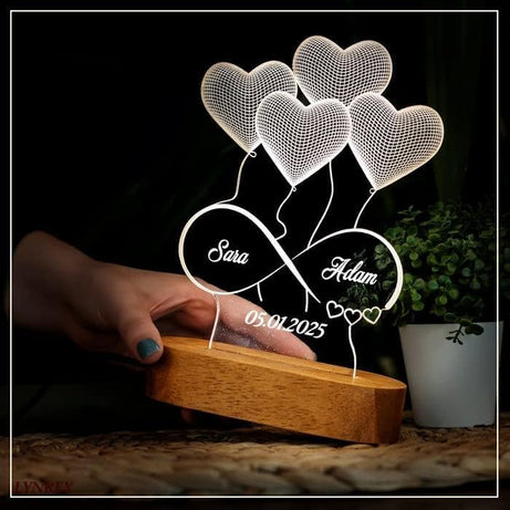 Dicoool Personalized 3D Illusion Led Acrylic Lamp Gift Anniversary, Couples | Marriage | Gift for Her him, Wife Husband Customized Gifts | Customized Name Lamp for Couple Gift | Warm White Light (P-2)