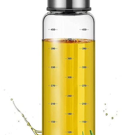 Baskety Glass Oil Dispenser Seasoning Bottle/Glass Oil Bottle Leakproof Oiler Tank Household Stainless Steel Condiment Dispenser 500ml (1) A (Pack of 1)