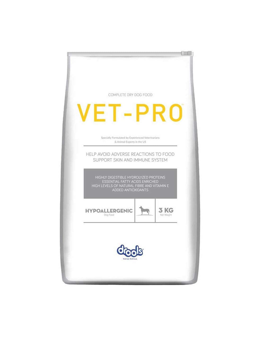 ZOOOP Vet Pro Hypoallergenic Adult Dog Dry Food 3kg for Dogs with Adverse Reactions to Food, Fish Flavor