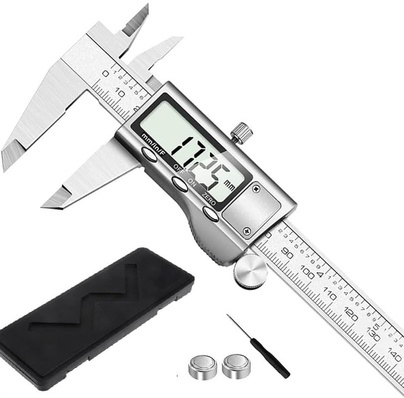 SKADIOO Digital Caliper Measuring Tool, Stainless Steel Vernier Caliper Digital Micrometer with Large Screen, Easy Switch from Inch Metric Fraction, 6 Inch Caliper Tool for professional/DIY/Household…