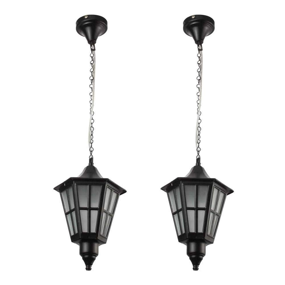 C&K 40 Watts Waterproof Hurricane Ceiling Pendant Light, Indoor/Outdoor Hanging Light, Matt Black Finish (Black ; Pack of 2)