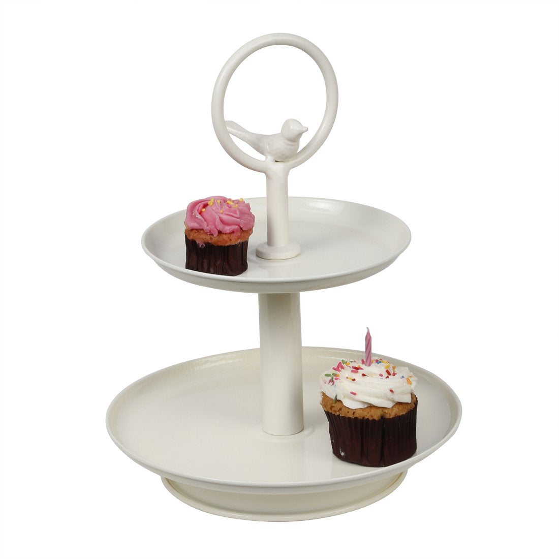 Elan Tweet 2 Tier Stacked Cake Cupcake & Dessert Stand, Cupcake Display Stand (Off White)