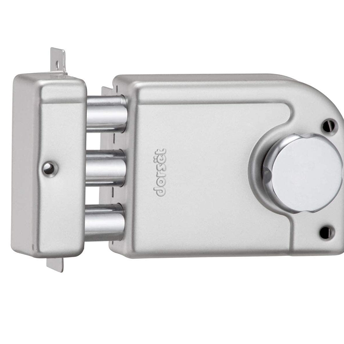 Dorset Rim Lock - Trio Dead Bolt Lock- Key & Knob Model - Rim Lock Set for Main Doors | 10 Year Warranty- Free Installation* - Nickle Silver Finish | PHA 303NS