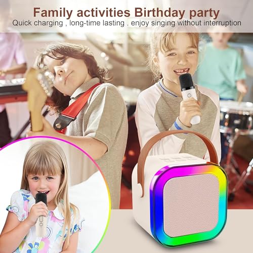 Forevermore Karaoke Machine for Kids Adults with Wireless Mics Portable Bluetooth Speaker & Dynamic Lights Birthday Gift for Girls, Boys & Toddlers Ages 4, 5, 6, 7, 8, 9, 10, 12+ Year Old Home Outdoor Travel