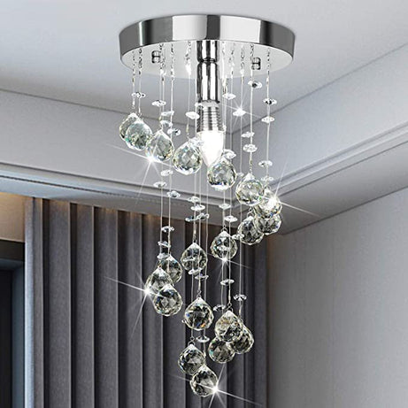 GANE-SHART GA Crystal Glass Chandelier Yellow LED Light Ceiling Decoration for Banquet Hall, Living Room, Stair area, Hotels, Temples, Office, Resort (Height - 2 foot)