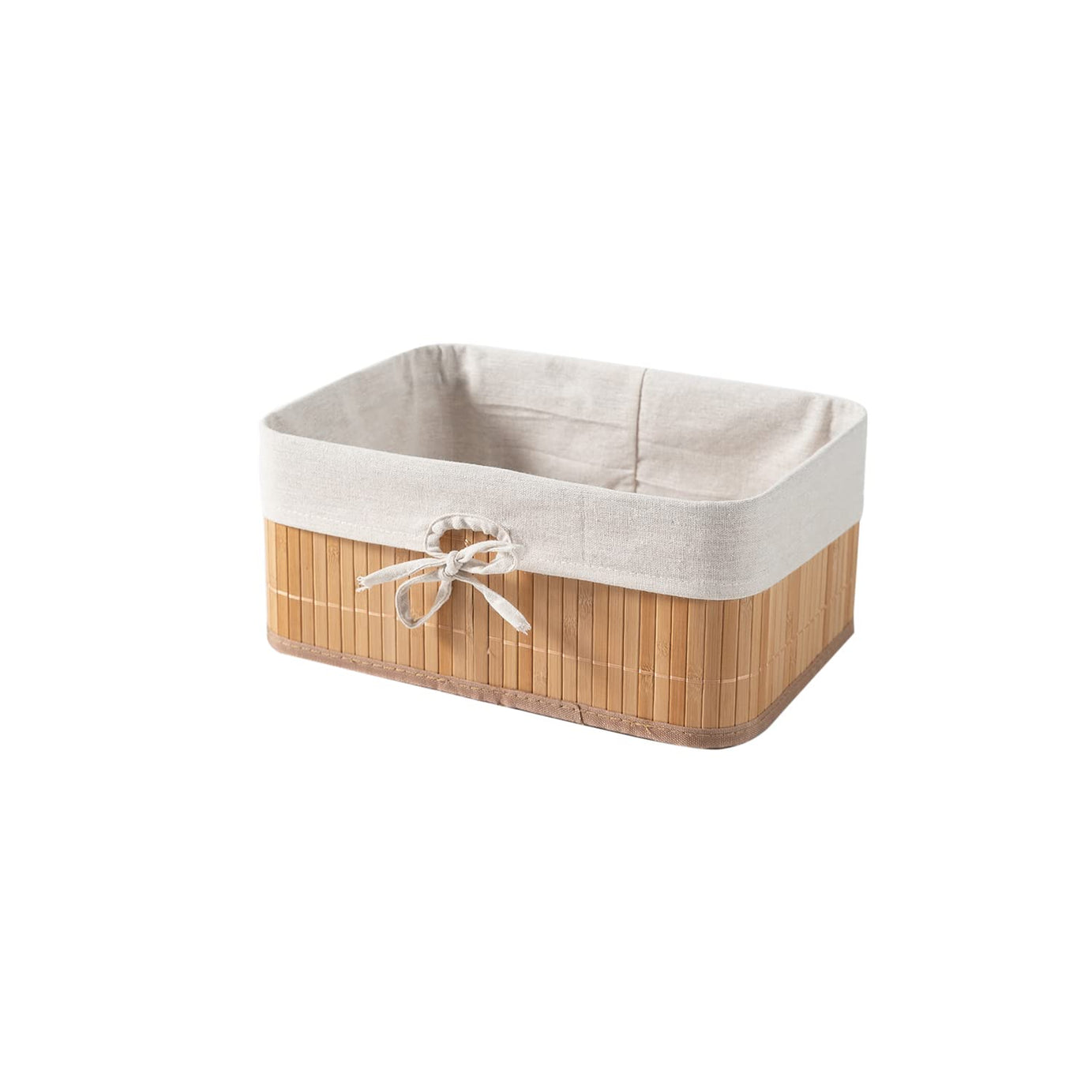 HomeStorie Eco-Friendly Foldable Natural Bamboo Storage Basket Bins Organizer, 33 X 24 X 14 cm, Pack of 1 (AR1543S)