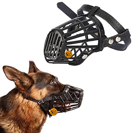 Sage Square Adjustable Strap Muzzle - Ensure Pet Safety & Comfort, Prevent Biting - Perfect for Medium-Sized Dogs, Ideal for Walks, Training & Grooming, Promote Dog's Well-being (Black Extra Small) (Design 1, Extra Small)