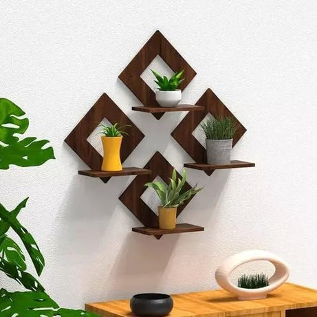 RHT Designer Wall Shelves for Home Decor Items | Living Room & Bedroom | Wall Mount MDF Wooden Wall Shelf (Diagonal Wall Shelves)