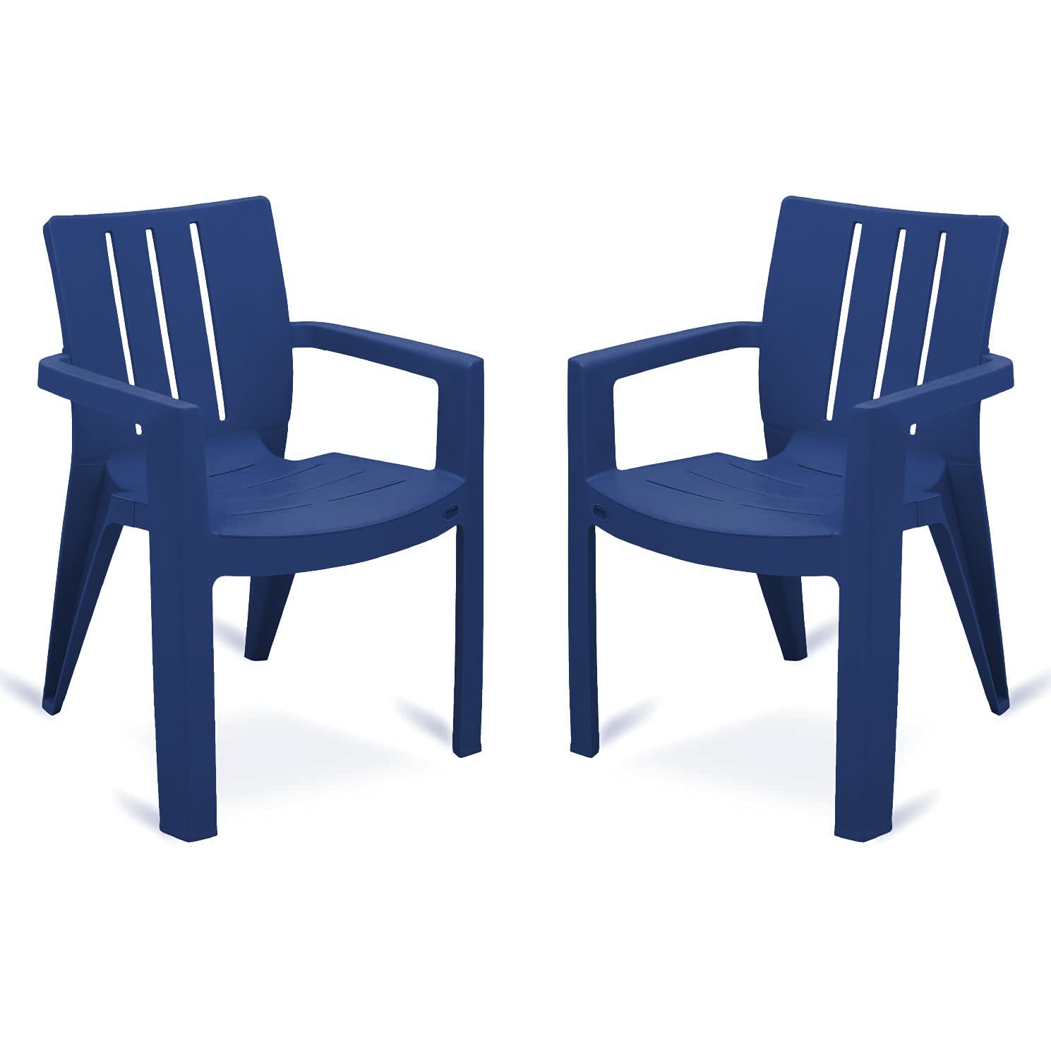 SKYGLAMOUR Supreme Kent Armrest Plastic Chair | Modern Arm Chair for Living Room | Garden | Office | Indoor&Outdoor Use | Designing Plastic Chair for Balcony | Plastic Chair Set of 2 (Color: Pepsi Blue; Set of 2 )